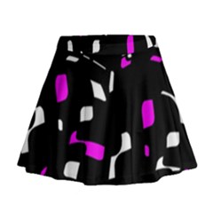 Magenta, Black And White Pattern Mini Flare Skirt