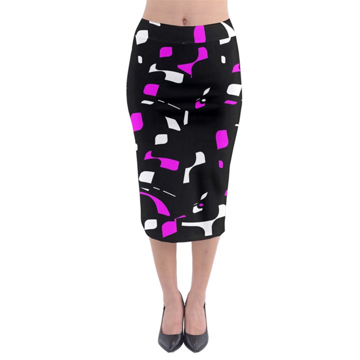 Magenta, black and white pattern Midi Pencil Skirt