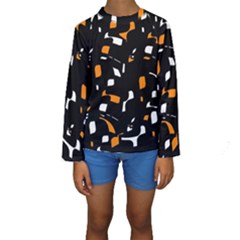 Orange, Black And White Pattern Kid s Long Sleeve Swimwear by Valentinaart