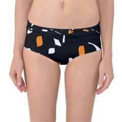 Orange, Black And White Pattern Mid-waist Bikini Bottoms by Valentinaart