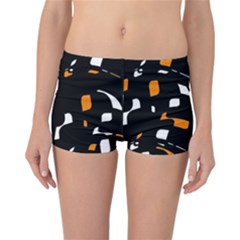 Orange, Black And White Pattern Reversible Boyleg Bikini Bottoms by Valentinaart