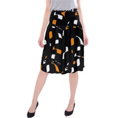 Orange, Black And White Pattern Midi Beach Skirt