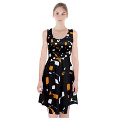 Orange, Black And White Pattern Racerback Midi Dress by Valentinaart