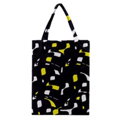 Yellow, Black And White Pattern Classic Tote Bag by Valentinaart