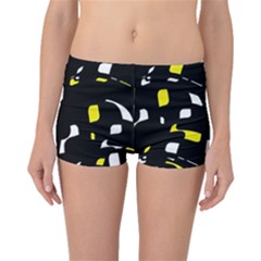 Yellow, Black And White Pattern Boyleg Bikini Bottoms by Valentinaart