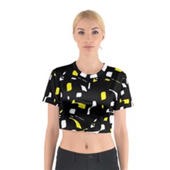 Yellow, Black And White Pattern Cotton Crop Top