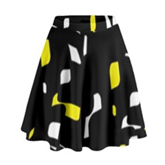 Yellow, Black And White Pattern High Waist Skirt