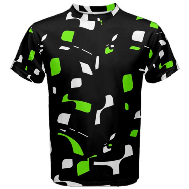 Green, black and white pattern Men s Cotton Tee