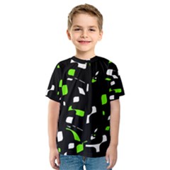 Green, Black And White Pattern Kid s Sport Mesh Tee