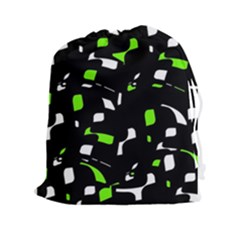 Green, Black And White Pattern Drawstring Pouches (xxl) by Valentinaart