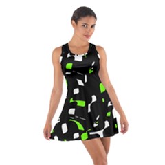 Green, Black And White Pattern Cotton Racerback Dress by Valentinaart