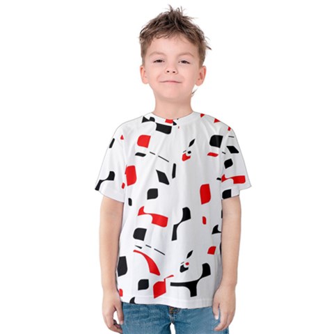 White, Red And Black Pattern Kid s Cotton Tee by Valentinaart