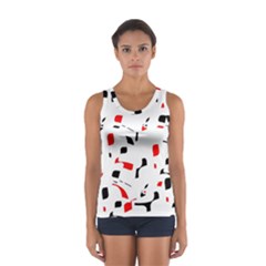 White, Red And Black Pattern Women s Sport Tank Top 