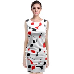 White, Red And Black Pattern Classic Sleeveless Midi Dress