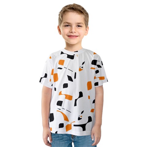 Orange, White And Black Pattern Kid s Sport Mesh Tee by Valentinaart