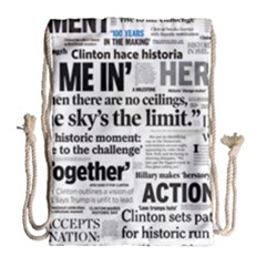 Hillary 2016 Historic Headlines Drawstring Bag (large)