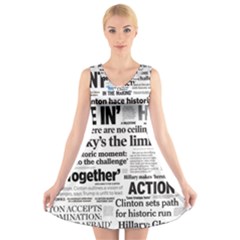 Hillary 2016 Historic Headlines V-neck Sleeveless Skater Dress by blueamerica