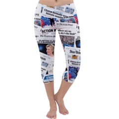 Hillary 2016 Historic Newspaper Collage Capri Yoga Leggings