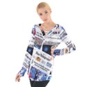 Hillary 2016 Historic Newspaper Collage Women s Tie Up Tee View1