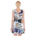 Hillary 2016 Historic Newspaper Collage V-Neck Sleeveless Skater Dress View2