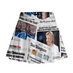 Hillary 2016 Historic Newspaper Collage Mini Flare Skirt