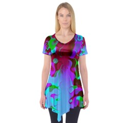 Retro Abstract Colorsplash Short Sleeve Tunic  by tjustleft