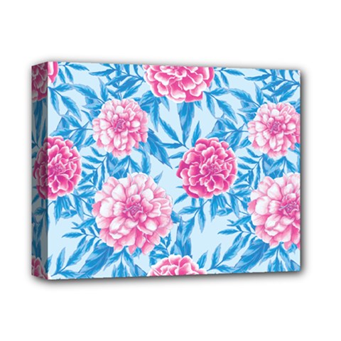 Blue & Pink Floral Deluxe Canvas 14  X 11  by TanyaDraws