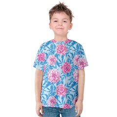 Blue & Pink Floral Kid s Cotton Tee