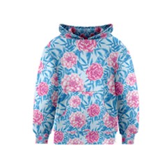 Blue & Pink Floral Kids  Pullover Hoodie by TanyaDraws