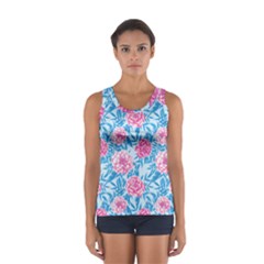 Blue & Pink Floral Women s Sport Tank Top 