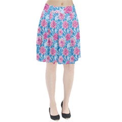 Blue & Pink Floral Pleated Mesh Skirt by TanyaDraws