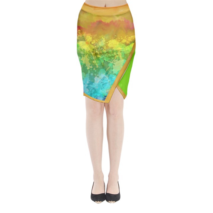 watercolor Midi Wrap Pencil Skirt