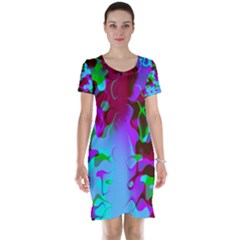 Retro Abstract Colorsplash Short Sleeve Nightdress