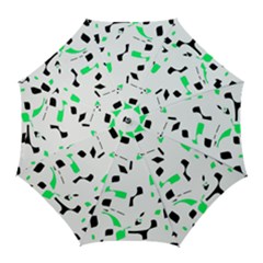 Green, Black And White Pattern Golf Umbrellas