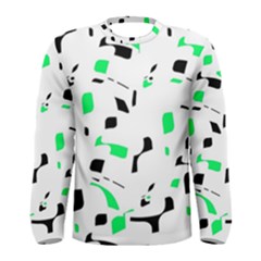 Green, Black And White Pattern Men s Long Sleeve Tee by Valentinaart