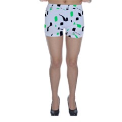 Green, Black And White Pattern Skinny Shorts by Valentinaart