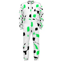 Green, Black And White Pattern Onepiece Jumpsuit (men)  by Valentinaart