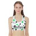 Green, black and white pattern Sports Bra with Border View1