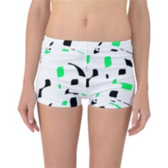 Green, Black And White Pattern Reversible Boyleg Bikini Bottoms