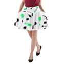 Green, black and white pattern A-Line Pocket Skirt View1