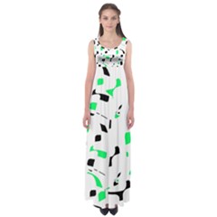 Green, Black And White Pattern Empire Waist Maxi Dress