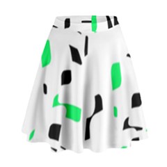 Green, Black And White Pattern High Waist Skirt