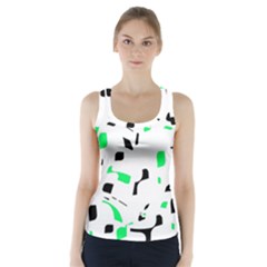 Green, Black And White Pattern Racer Back Sports Top by Valentinaart