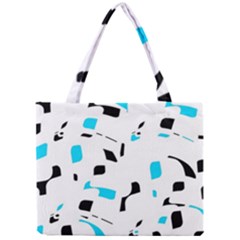 Blue, Black And White Pattern Mini Tote Bag by Valentinaart