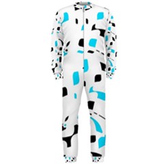 Blue, Black And White Pattern Onepiece Jumpsuit (men)  by Valentinaart