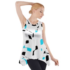 Blue, Black And White Pattern Side Drop Tank Tunic