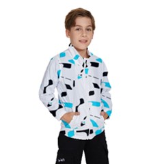 Blue, Black And White Pattern Wind Breaker (kids) by Valentinaart