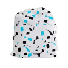 Blue, Black And White Pattern Drawstring Pouches (xxl)