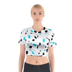 Blue, Black And White Pattern Cotton Crop Top