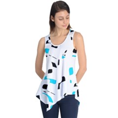 Blue, Black And White Pattern Sleeveless Tunic by Valentinaart